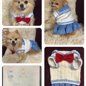 Hand Knit Sailor Moon Costume for a Toy Size Dog 5KG